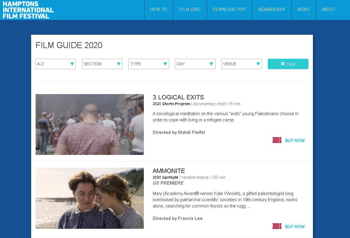 Buy Hamptons International Film Festival virtual cinema ticket online outside USA